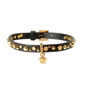 Versace black leather Medusa gold choker NWT